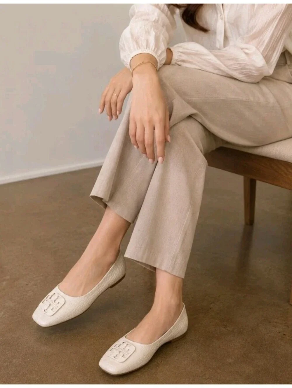 Tory Burch Womens Georgia Ballet Croc Embossed 11 M Square Toe Core Flats NEW